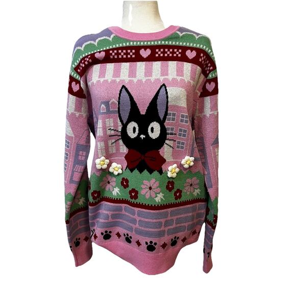 Kikis Delivery Service Sweater Studio Ghibli Jiji Cat Women's Size Med Boxlunch - Picture 1 of 9